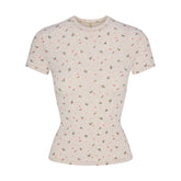 COTTON JERSEY T-SHIRT | OATMEAL HEATHER HOLLY PRINT