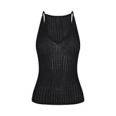 SHEER KNIT PLUNGE TANK | ONYX