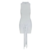 CUPRO JERSEY WRAP MINI DRESS | PEARL