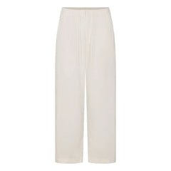 WOVEN COTTON OVERSIZED STRAIGHT LEG PANT | EGRET