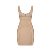 POWER MESH SHAPEWEAR OPEN BUST SLIP DRESS | CLAY