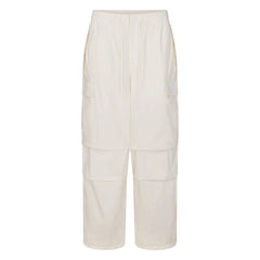 WOVEN COTTON OVERSIZED LOW RISE CARGO PANT | EGRET