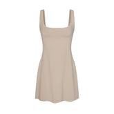 COTTON JERSEY MINI DRESS | STONE