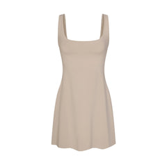 COTTON JERSEY MINI DRESS | STONE
