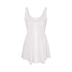 POPLIN APPAREL MINI SMOCKED DRESS | SNOW