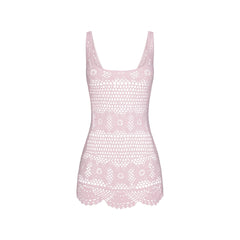 SWIM COVER-UPS CROCHET MINI TANK DRESS | CHERRY BLOSSOM