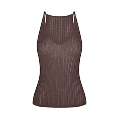 SHEER KNIT PLUNGE TANK | AMETHYST