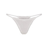 LIGHTWEIGHT COTTON POINTELLE LACE STRING THONG | SNOW