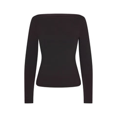 COTTON JERSEY LONG SLEEVE BOATNECK TOP | SOOT