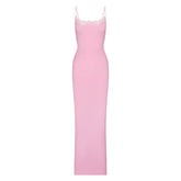 FITS EVERYBODY LACE LONG SLIP DRESS | BUBBLE GUM TONAL