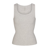 COTTON RIB SCOOP NECK TANK | LIGHT HEATHER GREY