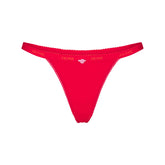 LIGHTWEIGHT COTTON LOGO PICOT THONG | RUBY TONAL