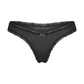 LIGHTWEIGHT COTTON POINTELLE LACE THONG | SOOT TONAL