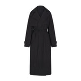 WOVEN COTTON OVERSIZED TRENCH COAT | ONYX