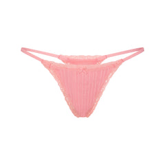 LIGHTWEIGHT COTTON POINTELLE LACE STRING THONG | MELON TONAL