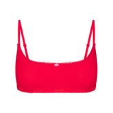 LIGHTWEIGHT COTTON LOGO PICOT SCOOP BRALETTE | RUBY TONAL