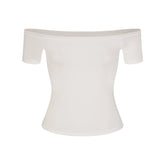 COTTON JERSEY OFF THE SHOULDER TOP | MARBLE