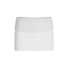 COTTON FLEECE FOLDOVER MINI SKIRT | LIGHT HEATHER GREY
