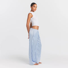 WOVEN SHINE LACE PANT | PERIWINKLE WIDE STRIPE