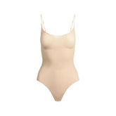 SHEER SEAMLESS THONG BODYSUIT | SAND
