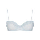 STRETCH LACE RUFFLE UNLINED BRA | POWDER BLUE