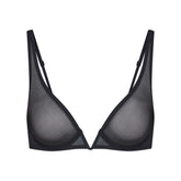 ULTRA FINE MESH DEEP PLUNGE BRA | OBSIDIAN