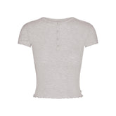 SKIMS SLEEP HENLEY AND FOLDOVER SHORT SET | LIGHT HEATHER GREY