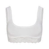 LIGHTWEIGHT COTTON LACE SCOOP BRALETTE | SNOW