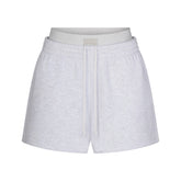 COTTON FLEECE DOUBLE WAISTBAND SHORT | LIGHT HEATHER GREY