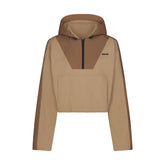 WOVEN COTTON HALF ZIP PULLOVER | DESERT