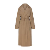 WOVEN COTTON OVERSIZED TRENCH COAT | DESERT
