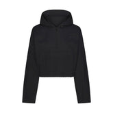 WOVEN COTTON HALF ZIP PULLOVER | ONYX