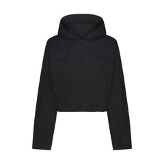 WOVEN COTTON HALF ZIP PULLOVER | ONYX