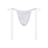 SKIMS LACE TIE SIDE TANGA | SNOW