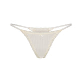 LIGHTWEIGHT COTTON POINTELLE LACE STRING THONG | MARBLE TONAL
