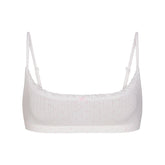 LIGHTWEIGHT COTTON POINTELLE SCOOP BRALETTE | SNOW PEONY PIN DOT