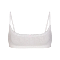 LIGHTWEIGHT COTTON POINTELLE SCOOP BRALETTE | SNOW PEONY PIN DOT