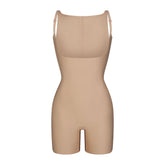 SKIMS BODY CORE SCULPT BACK SMOOTHING OPEN BUST MID THIGH BODYSUIT | CLAY