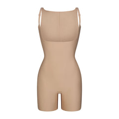SKIMS BODY CORE SCULPT BACK SMOOTHING OPEN BUST MID THIGH BODYSUIT | CLAY