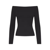 SMOOTH LAYERS OFF THE SHOULDER TOP | OBSIDIAN
