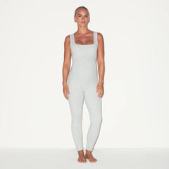 COTTON JERSEY MATERNITY CATSUIT | LIGHT HEATHER GREY