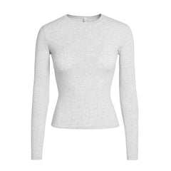 COTTON JERSEY LONG SLEEVE T-SHIRT | LIGHT HEATHER GREY