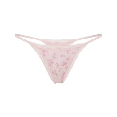 LIGHTWEIGHT COTTON POINTELLE LACE STRING THONG | BLOOM DAINTY FLORAL