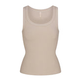 COTTON RIB SCOOP NECK TANK | STONE