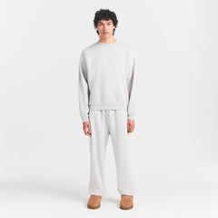 FLEECE LOUNGE MENS RELAXED HIGH CREWNECK | LIGHT HEATHER GREY