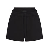 COTTON FLEECE DOUBLE WAISTBAND SHORT | ONYX