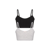 COTTON SEAMLESS JUNIORS BRALETTE 2-PACK | LIGHT HEATHER GREY AND SOOT