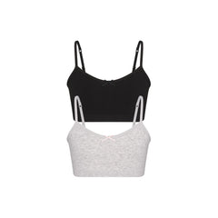 COTTON SEAMLESS JUNIORS BRALETTE 2-PACK | LIGHT HEATHER GREY AND SOOT