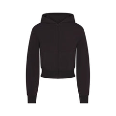 COTTON JERSEY ZIP UP HOODIE | SOOT