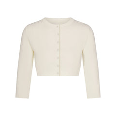 REFINED KNIT CROPPED CARDIGAN | EGRET
